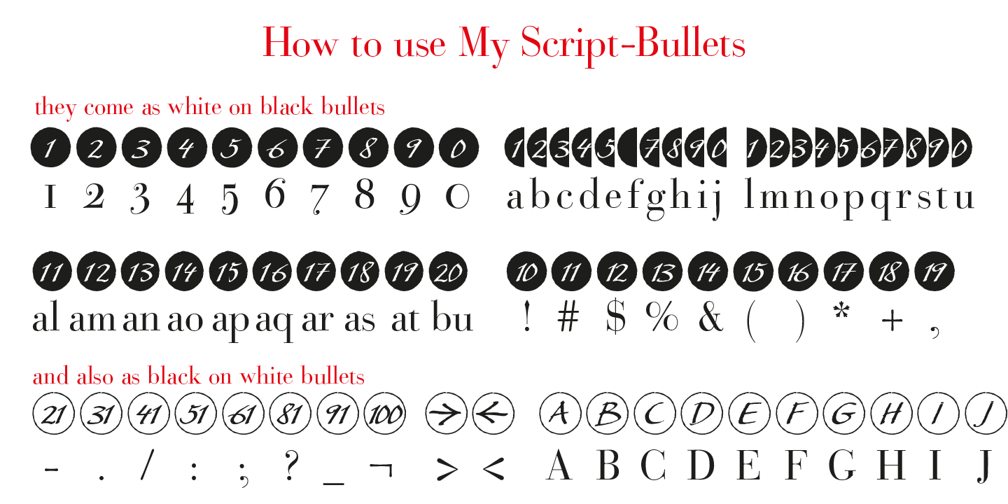 Beispiel einer Bullets My Script pos-Schriftart